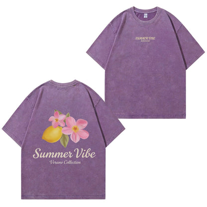Boldoodle Summer Vibe Lemon Floral Graphic Wash Shirt PT449