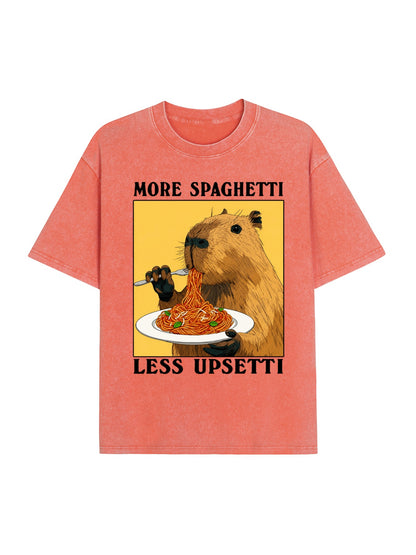 Capybara Eating Pasta Washed T-Shirt PT458