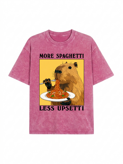 Capybara Eating Pasta Washed T-Shirt PT458
