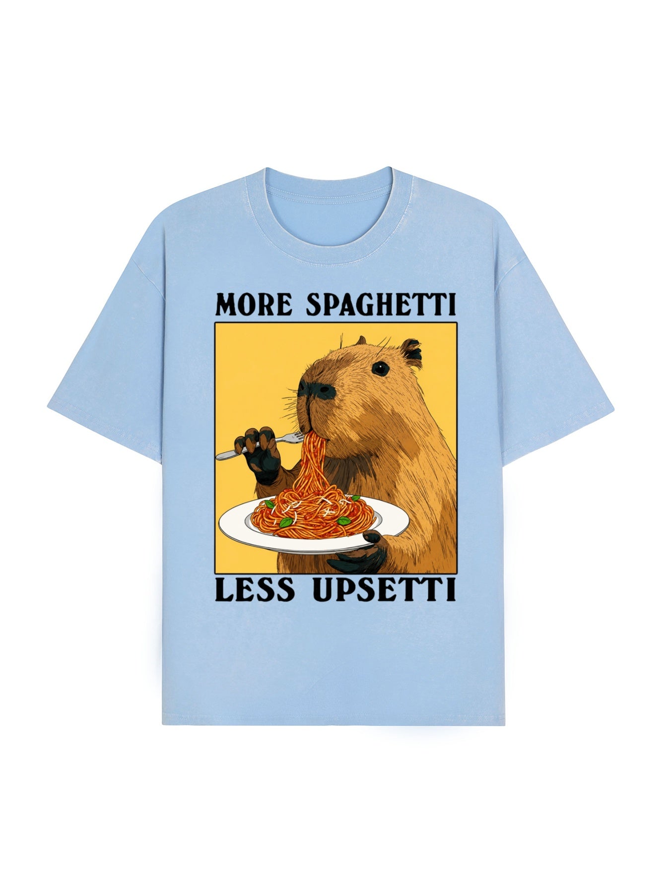 Capybara Eating Pasta Washed T-Shirt PT458