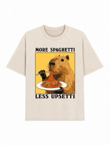 Capybara Eating Pasta Washed T-Shirt PT458
