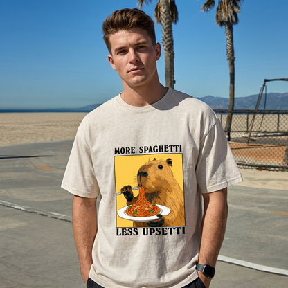 Capybara Eating Pasta Washed T-Shirt PT458