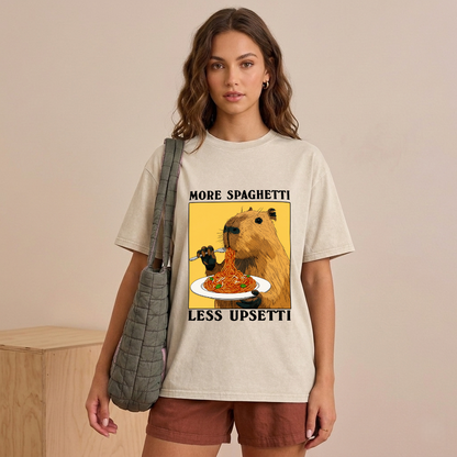 Capybara Eating Pasta Washed T-Shirt PT458