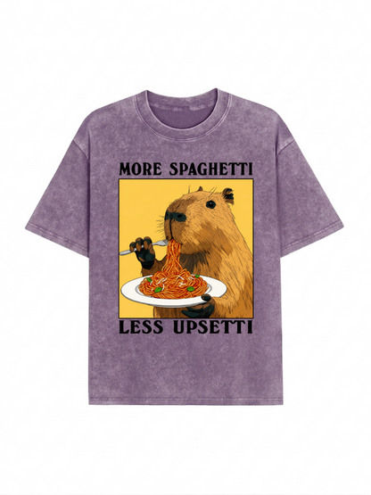 Capybara Eating Pasta Washed T-Shirt PT458