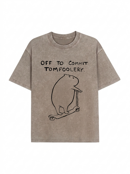 Capybara Is Ready To Do Something Bad Washed T-Shirt PT457
