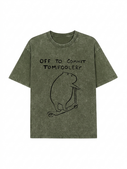 Capybara Is Ready To Do Something Bad Washed T-Shirt PT457