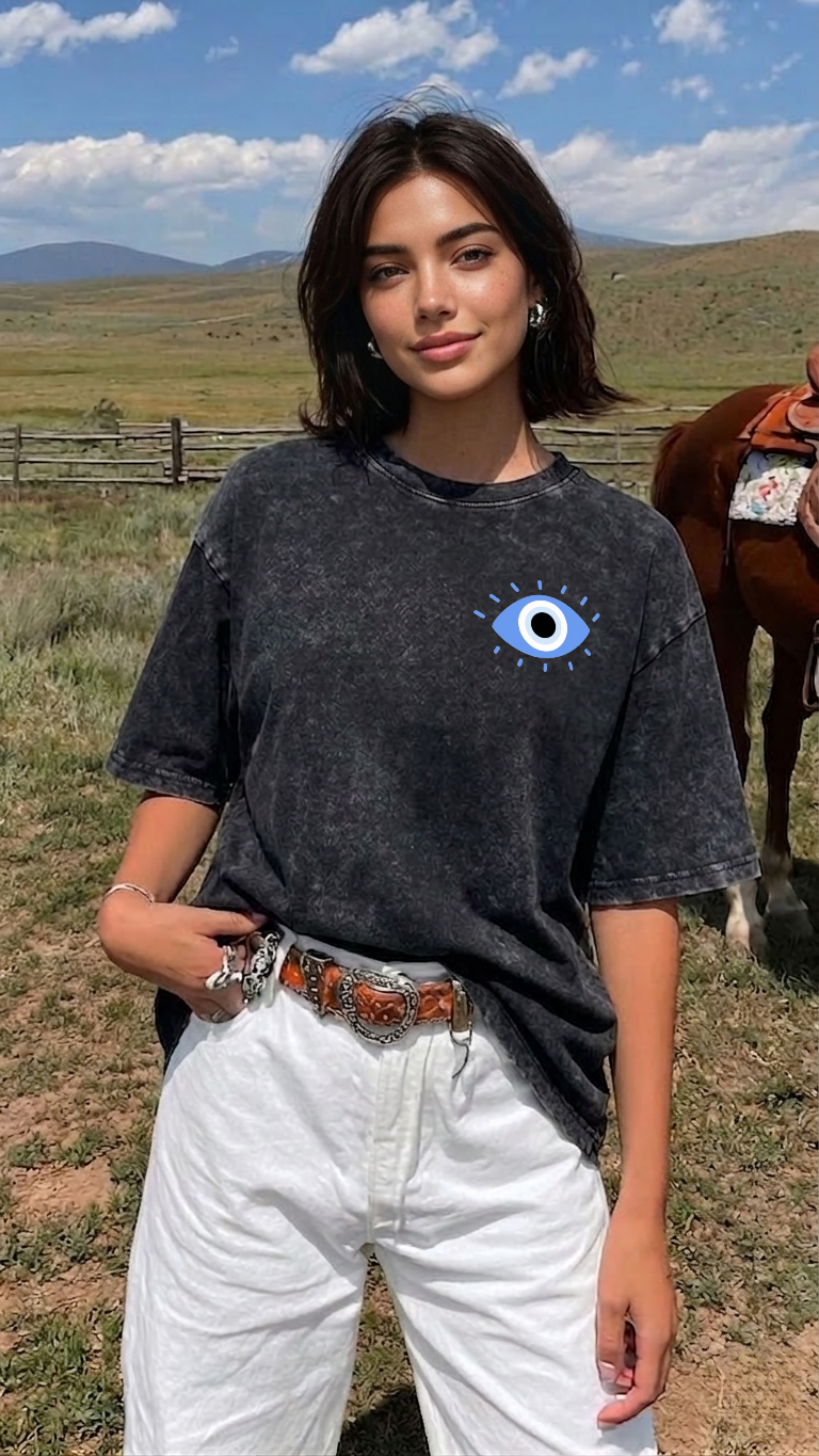 Evil Eye Pattern Unisex Washed T-Shirt PT477