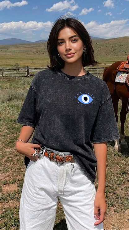 Evil Eye Pattern Unisex Washed T-Shirt PT477