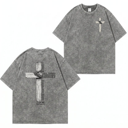 Faith Cross Graphic Washed T-Shirt PT480