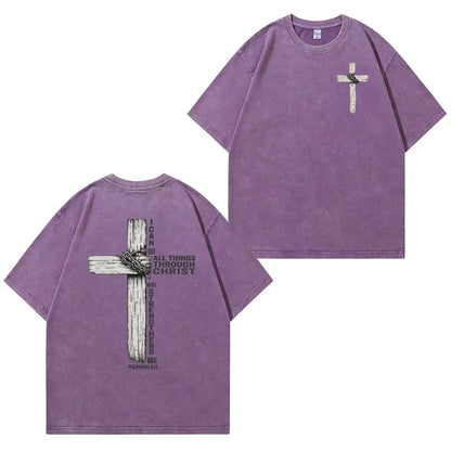 Faith Cross Graphic Washed T-Shirt PT480