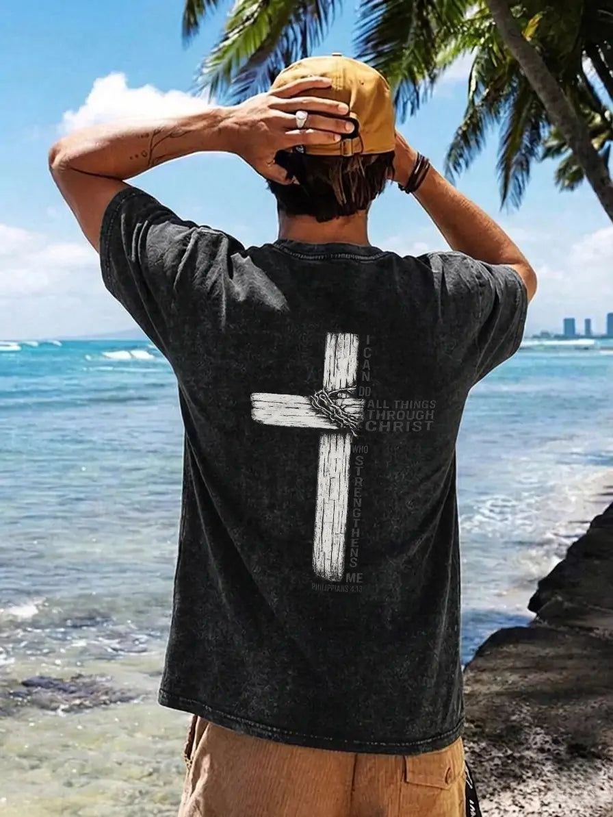Faith Cross Graphic Washed T-Shirt PT480