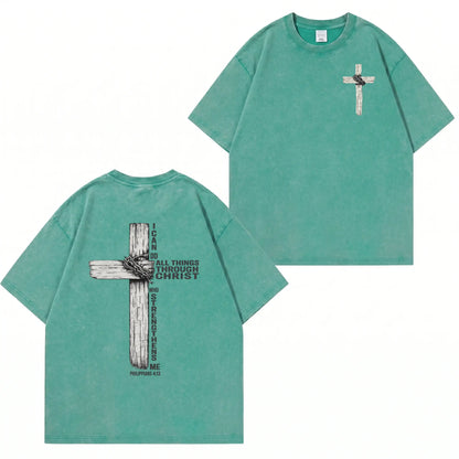 Faith Cross Graphic Washed T-Shirt PT480