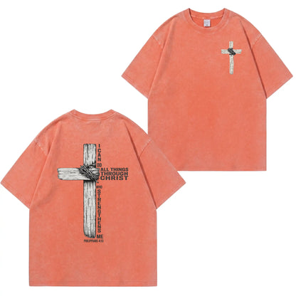 Faith Cross Graphic Washed T-Shirt PT480