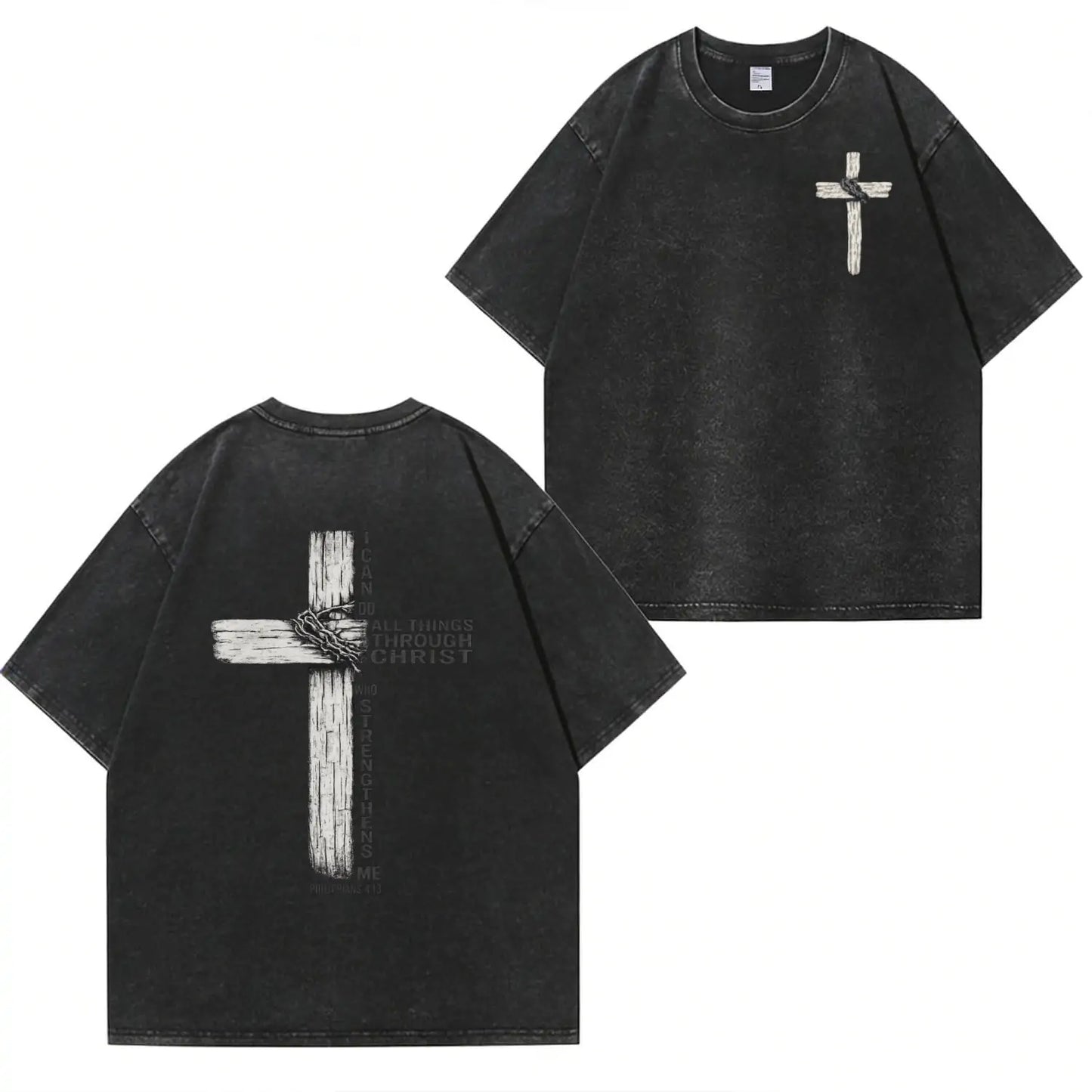 Faith Cross Graphic Washed T-Shirt PT480