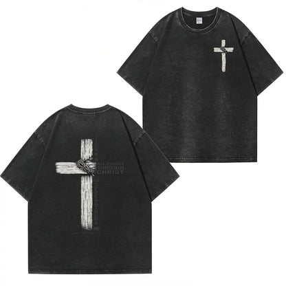Faith Cross Graphic Washed T-Shirt PT480