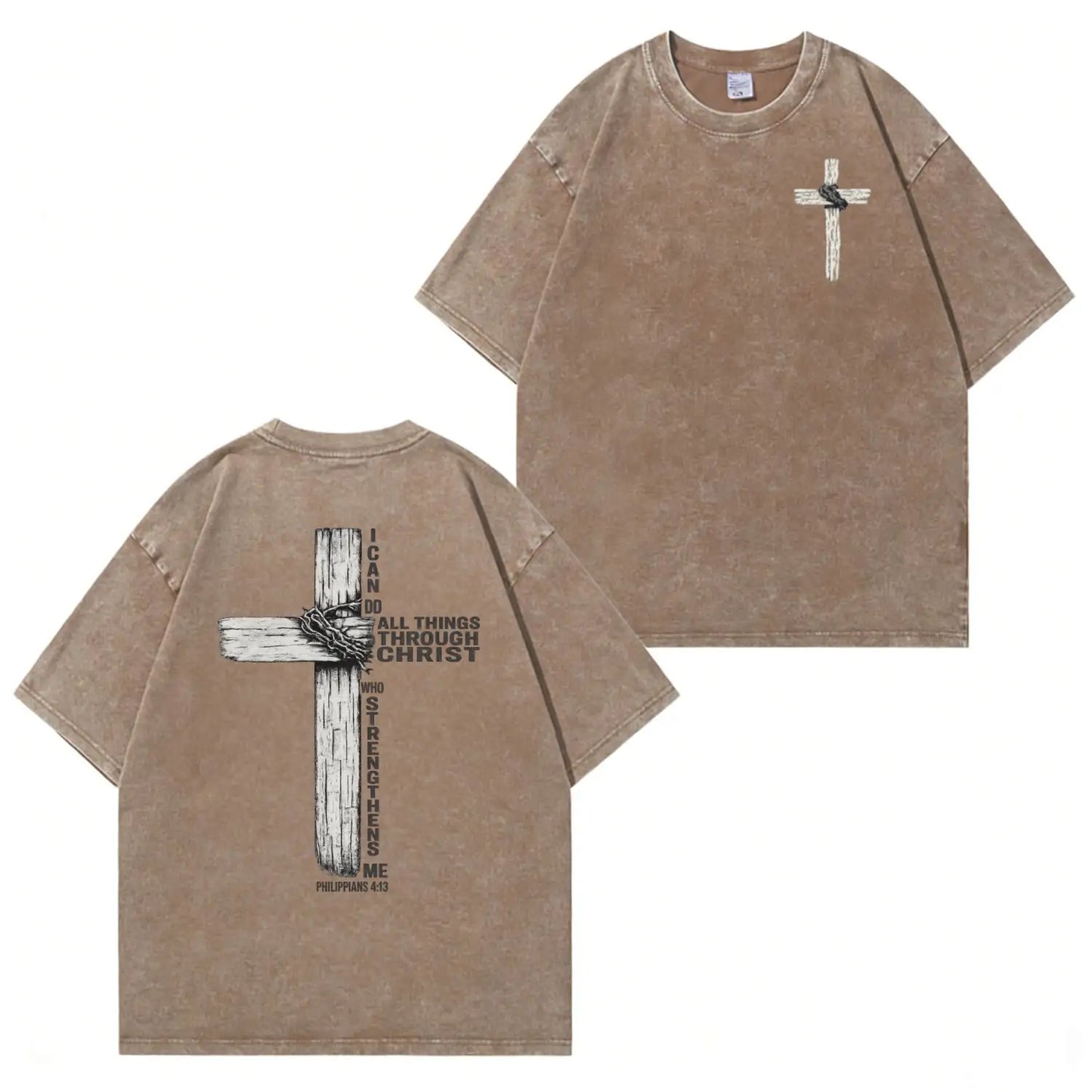 Faith Cross Graphic Washed T-Shirt PT480