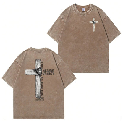 Faith Cross Graphic Washed T-Shirt PT480