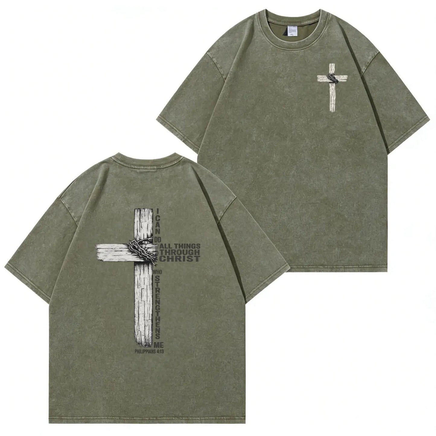 Faith Cross Graphic Washed T-Shirt PT480