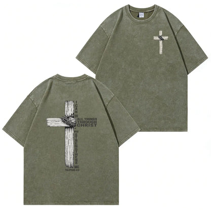 Faith Cross Graphic Washed T-Shirt PT480