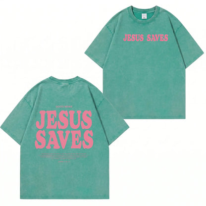 Jesus Saves Graphic Unisex Washed T-Shirt PT481