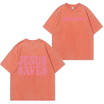 Jesus Saves Graphic Unisex Washed T-Shirt PT481