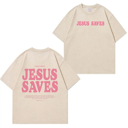 Jesus Saves Graphic Unisex Washed T-Shirt PT481