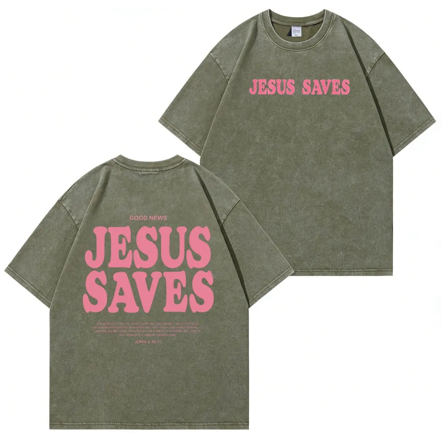 Jesus Saves Graphic Unisex Washed T-Shirt PT481