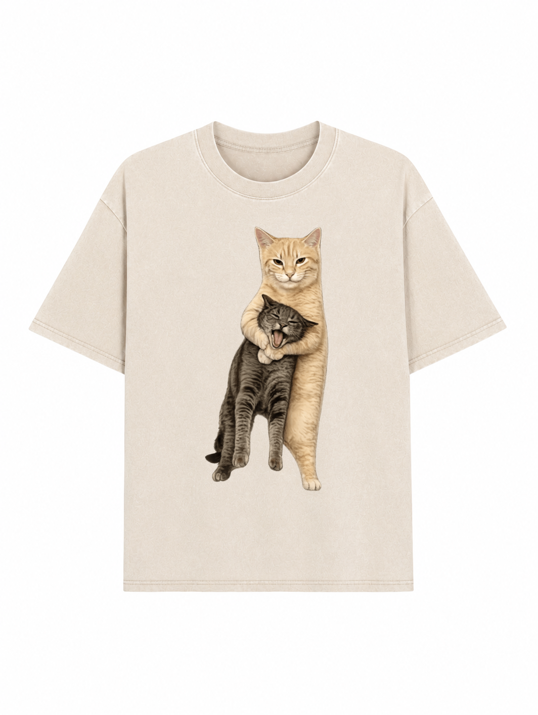 Orange Cat’s Tight Embrace Washed T-Shirt PT460