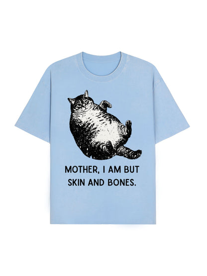 Overweight Cat And Its Doting Owner Washed T-Shirt  PT455