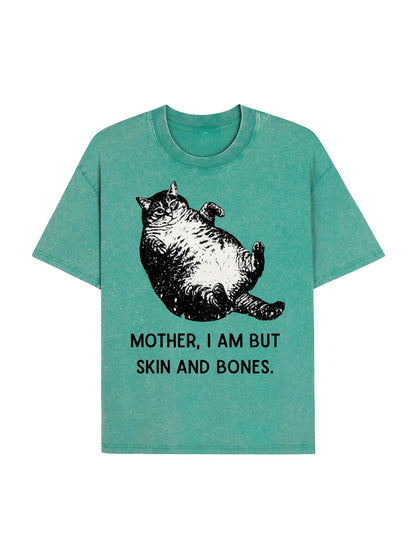 Overweight Cat And Its Doting Owner Washed T-Shirt  PT455