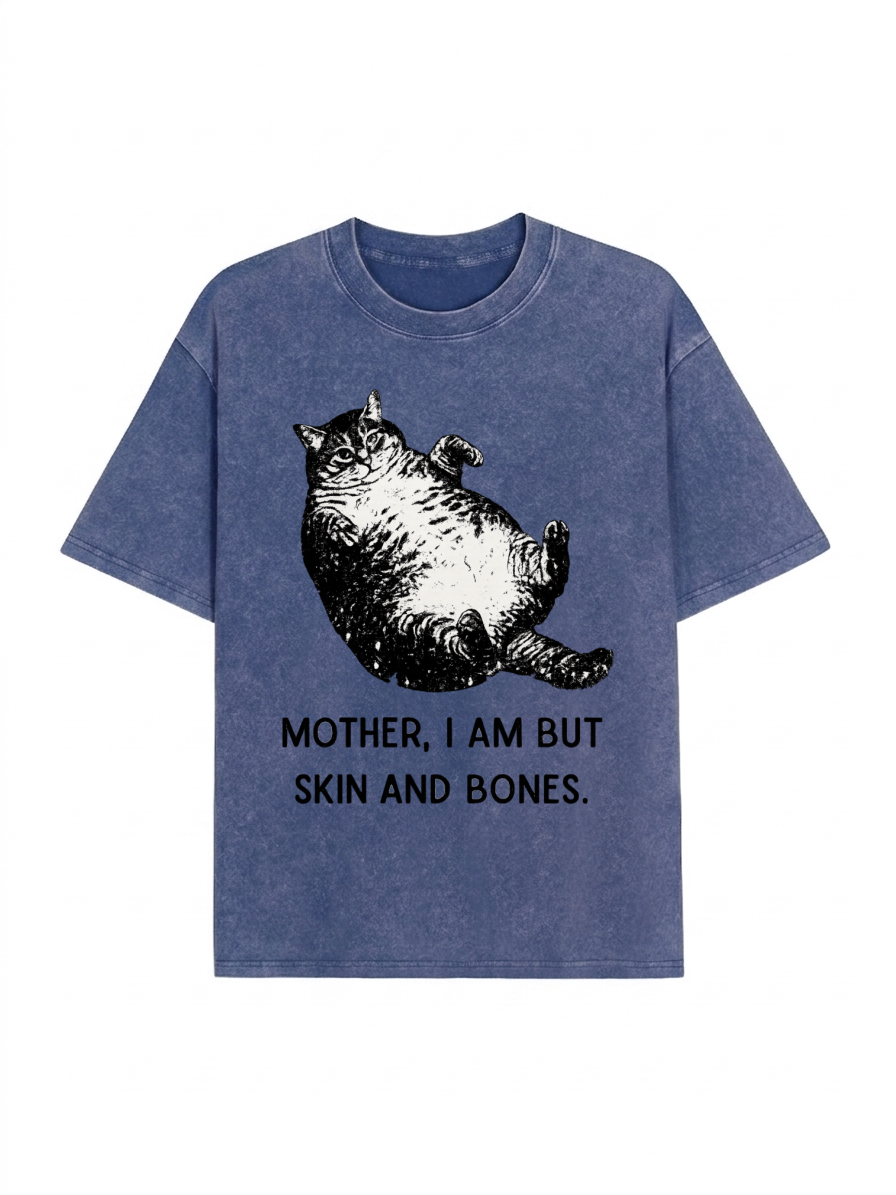 Overweight Cat And Its Doting Owner Washed T-Shirt  PT455