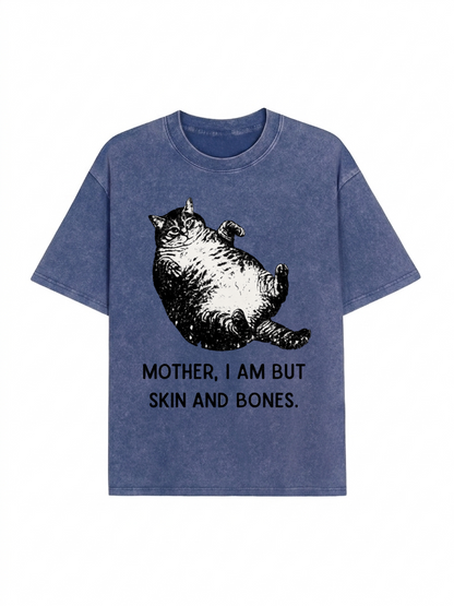 Overweight Cat And Its Doting Owner Washed T-Shirt  PT455