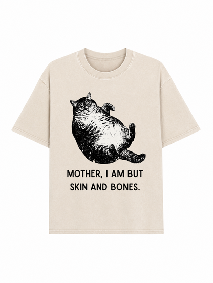 Overweight Cat And Its Doting Owner Washed T-Shirt  PT455