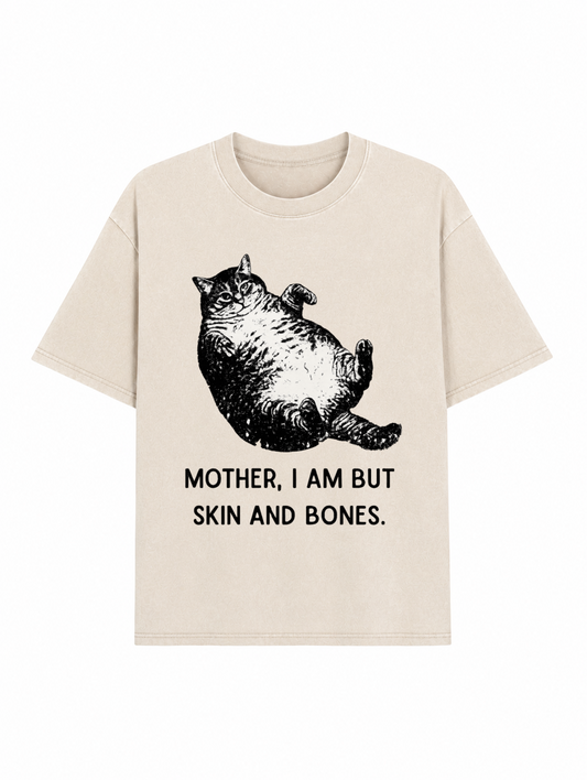 Overweight Cat And Its Doting Owner Washed T-Shirt  PT455