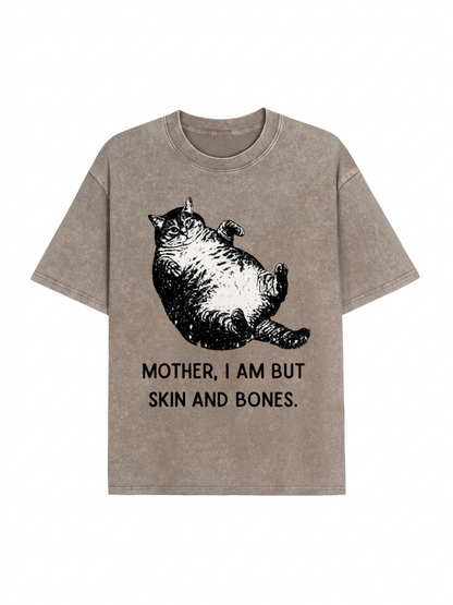 Overweight Cat And Its Doting Owner Washed T-Shirt  PT455