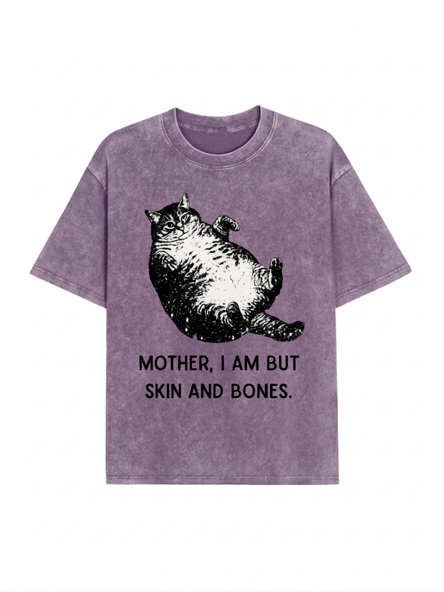 Overweight Cat And Its Doting Owner Washed T-Shirt  PT455