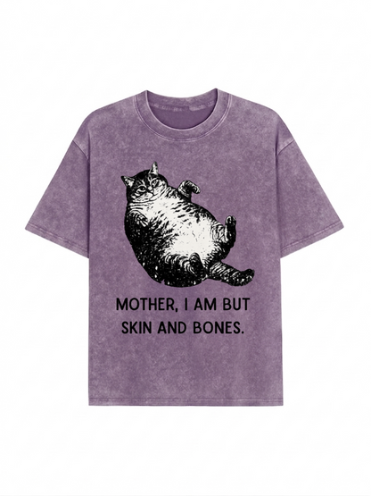 Overweight Cat And Its Doting Owner Washed T-Shirt  PT455