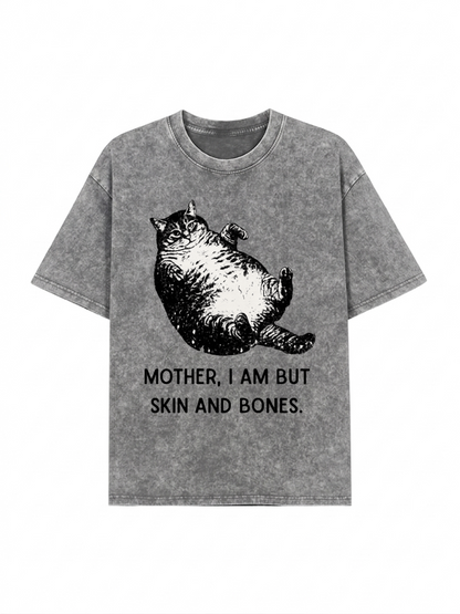 Overweight Cat And Its Doting Owner Washed T-Shirt  PT455