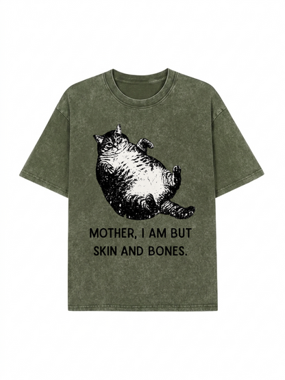 Overweight Cat And Its Doting Owner Washed T-Shirt  PT455