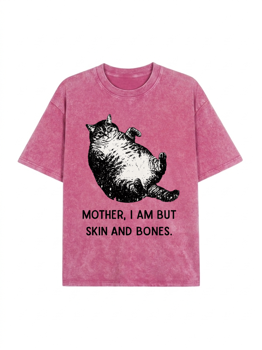Overweight Cat And Its Doting Owner Washed T-Shirt  PT455