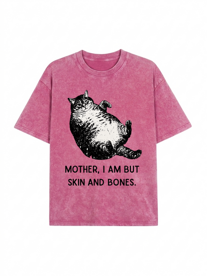 Overweight Cat And Its Doting Owner Washed T-Shirt  PT455