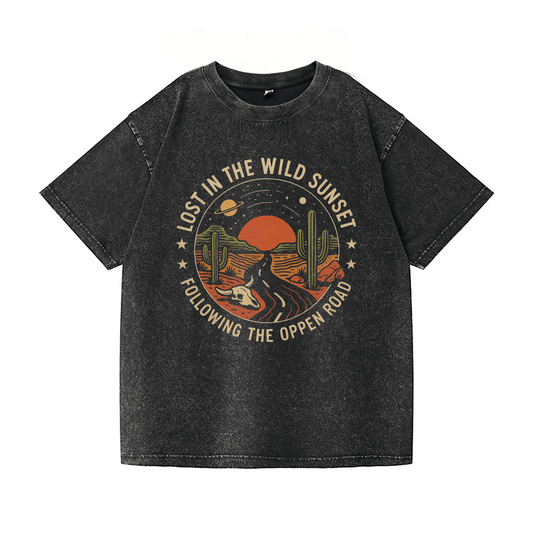 Lost in The Wild Sunset Washed T-Shirt PT035