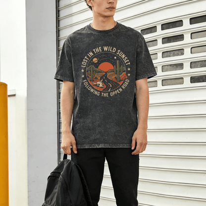 Lost in The Wild Sunset Washed T-Shirt PT035