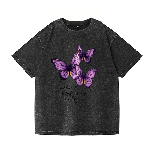 Purple Butterfly Washed T-Shirt PT039