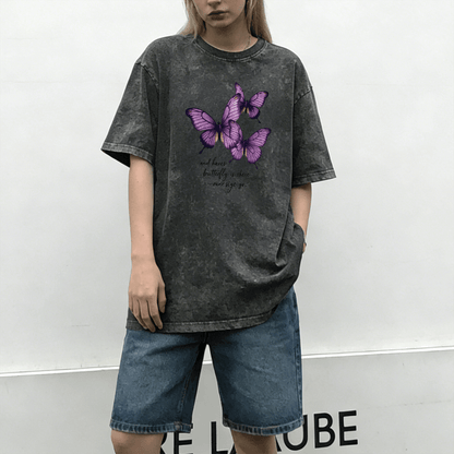 Purple Butterfly Washed T-Shirt PT039