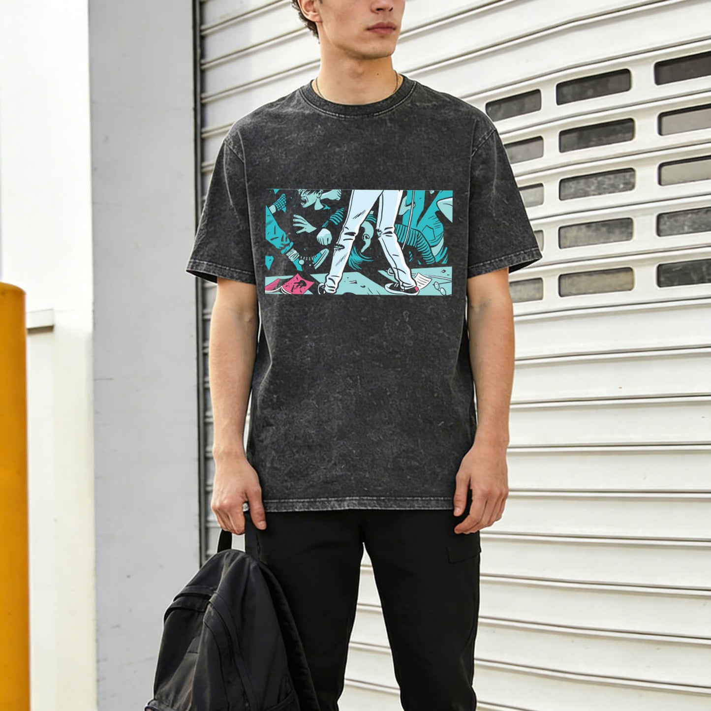 Retro Street Art Washed T-Shirt PT078