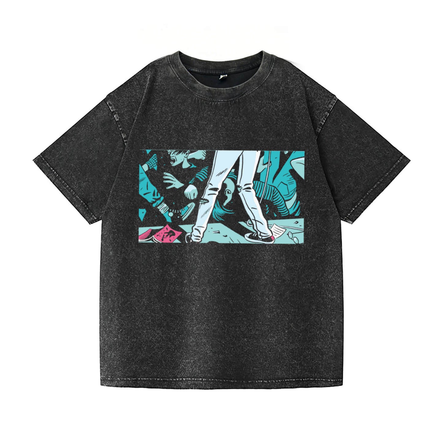Retro Street Art Washed T-Shirt PT078