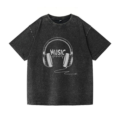Music Headset Washed T-Shirt PT098
