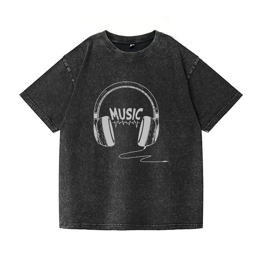 Music Headset Washed T-Shirt PT098
