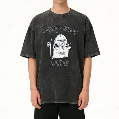 Never Stop Ride Washed T-Shirt PT099
